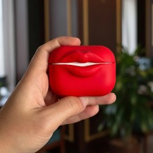 Caseonn Apple Airpods 3. Nesil Kılıf Kabartmalı Dudak Lip Kırmızı