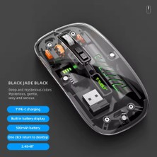 Şeffaf Mouse Kablosuz Mouse Fare Şarjlı Bluetooth Wireless Çift Modlu Sessiz 5 Tuşlu Dpı Kontrol