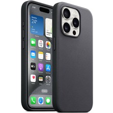 Akare iPhone 15 Pro Uyumlu Akre Magsafe Şarj Özellikli Mikro Fiber Optimal Kapak-Siyah