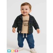 M.Ç Family Store Bebek 3lü Ekose Gömlekli Takım Şık Kot Pantolon Kombin Baby Boy Outfit