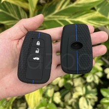 Alazpay Toyota Corolla Rav4 Land Cruiser Camry Prado C-Hr Desenli Silikon Anahtar Kılıfı (3 Tuş)