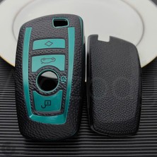 Alazpay Bmw 1 3 5 7 Serisi F30 F25 F20 F18 F16 F15 F10 & X1 X3 X4 X5 Deri Görünüm Tpu Anahtar Kılıfı