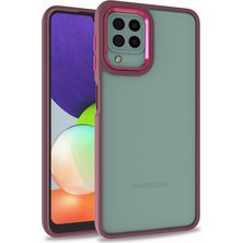 Akare Galaxy M22 Kılıf Akre Flora Kapak-Kırmızı