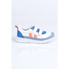 Perlina 5111 Hakiki Deri Spor Aayakkabı F. Beyaz-Mavi - 33