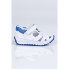 Perlina 0011-025 Hakiki Deri Sandalet B. Beyaz-Saks Mavi - 22