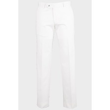 Erkek Klasik  Pantolon Esnek  Kumaş Mevsimlik Modern Fit  Beyaz