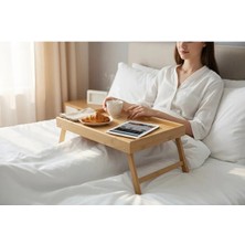 Bambu Katlanır Ayaklı Servis Tepsisi 40×30×20 cm  Kahvaltı Laptop Piknik, Yatak Tepsisi