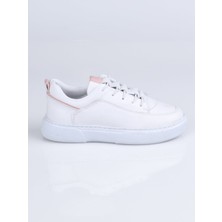 World Kids 2409 Hakiki Deri Lastikli Spor Ayakkabı F. Beyaz-Pudra - 31