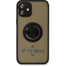 Eco Port Iphone 12 Kılıf Montreal Yüzüklü Silikon Kapak - Siyah