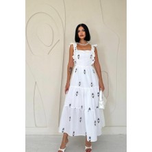 Etiler Collection Lacivert Sıfır Kol Fırfırlı Elbise