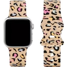 Kılıf House Apple Watch Uyumlu Leopar Desenli Silikon Kordon
