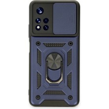 Eco Port Xiaomi Poco M4 Pro 5g Kılıf Pars Lens Yüzüklü Silikon - Lacivert