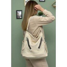 Lifonbag Kadın Yumuşak Deri Çok Bölmeli Büyük Boy Sırt ve Omuz Çantası (41X33 Cm) LIFON-9060