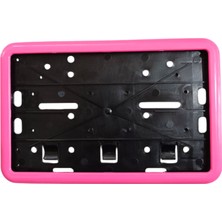 Çerçeveli Motor Plakalık Plaka Altlığı Pembe 17X26 cm