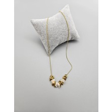 Duru Aksesuar Çelik Gold Renk Sedefli Tasarım Kolye