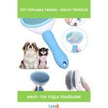 Letsii Otomatik Temizlenen Kedi Köpek Tüy Tarama Fırçası Mavi