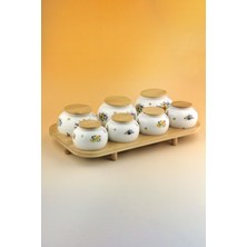 Bursa Porselen Dekor Veloria Bambu Standlı 7 Li Porselen Baharatlık