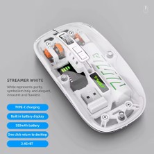 Şeffaf Mouse Kablosuz Mouse Fare Şarjlı Bluetooth Wireless Çift Modlu Sessiz 5 Tuşlu Dpı Kontrol