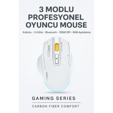W601 Tri-Mode Gaming Mouse – 12800 Dpı, Rgb, Bt + 2.4ghz + Kablolu, Type-C Şarjlı Oyuncu Mouse