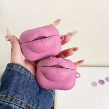 Caseonn Apple Airpods 4. Nesil / Anc Kılıf Kabartmalı Dudak Lip Pembe