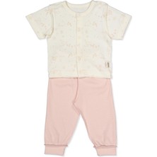 Bebetto Organik Raporlu Interlok Patiksiz Mini Pijama (Organıc Farm) Gül Kurusu