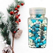 Dr. Gusto Kar Taneli Cupcake ve Pasta Süsleme Şekeri Mavi Beyaz 100 G – Yılbaşı Konsept Dekor Şekeri