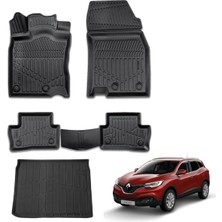 Cross Oto Aksesuarları Renault Kadjar 2015-2021 Için Paspas ve Bagaj Havuzu Seti, Yüksek Kenarlı, Esnek, A+ Kalite, Kokusuz