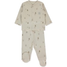 Bebetto Organik Interlok Patikli Pijama Takımı 2li (Organıc Fun Moment) Bej