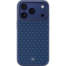 iPhone 17 Pro Uyumlu Kılıf M-Safe Şarj Özellikli Benks Armorpro Armorgrid Serisi Kevlar Kapak Mavi
