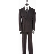 Erkek Kruvaze Takım Elbise Düz Renk Kırlangıç Yaka Çift Yırtmaç  Modern Fit Siyah