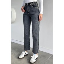 Gülseli Kadın Yüksek Bel Kesik Paça Jean Kot Pantolon P-00019651