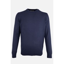 Erkek Bisiklet Yaka Triko Ikazak Pamuk Kaşmir Slim Fit  Lacivert