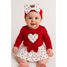 Aki Moda Kids Kız Bebek Kalpli Etekli Body Set 3 Parça Temalı Rahat Kullanım için