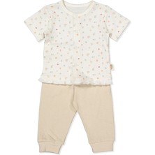 Bebetto Organik Süprem Double Patiksiz Mini Pijama Takımı 2li (Organıc My Mushroom) Bej