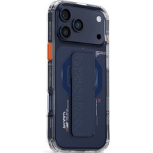 iPhone 17 Pro Uyumlu Kılıf M-Safe Şarj Özellikli Airbag Tasarımlı Standlı Skinarma Haxa Kapak Mavi