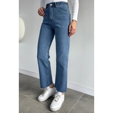 Gülseli Kadın Yüksek Bel Kesik Paça Jean Kot Pantolon P-00019651