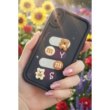 As Mobile Iphone Xs Uyumlu Kılıf Siyah Renk Ayıcık Figürlü 3D Kamera Korumalı Darbe Emici Yumuşak Silikon Kapak