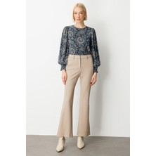 Ekol Simli Kumaş Bol Paça Pantolon