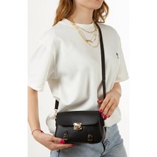 Tesettür Diyarı Kilit Detaylı Çapraz Askılı Çanta- Siyah