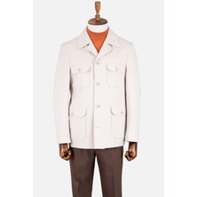 Erkek Safari Ceket Astarsız  Mono Yaka Baharlık Slim Fit Bej