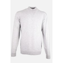 Erkek Yarım Balıkçı Yaka Triko Kazak Pamuk Kaşmir Slim Fit A.gri