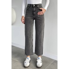 Gülseli Kadın Yüksek Bel Kesik Paça Jean Kot Pantolon P-00019651