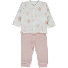 Bebetto Organik Raporlu Kaşkorse Patiksiz Pijama Takımı 2li (Organıc Born Wıth Love) Gül Kurusu