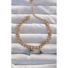 Vice Avm Gold Renk 316 L Çelik  Nazarlı Kalp Model Zincir Bileklik EB-53-vice/(1395) 2833