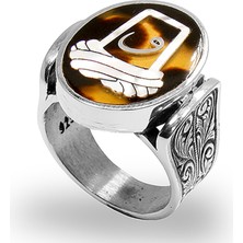 Besen Gümüş Sedef Kakma Arakiyye Içinde Vav Harfli El Işi Yüzük