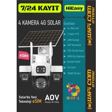 Urfakent 4 Kameralı Çift Panelli 4g Solar Kamera Aov 7/24 Kayıt