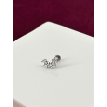 Calista Aksesuar Oval Taş Detaylı ve Yay Şekilli Silver Piercing