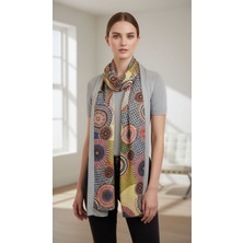 Gönülden Tasarım Triko ve Şifon Etnik Desenli Kadın Fular Şal 180X35 cm