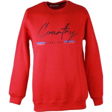 Trender Country Baskı 0 Yaka 3 Ip Kırmızı Erkek Sweatshirt 26KL71G08008