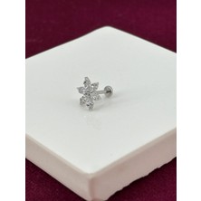 Calista Aksesuar Kar Tanesi Şeklinde Taşlı Silver Piercing